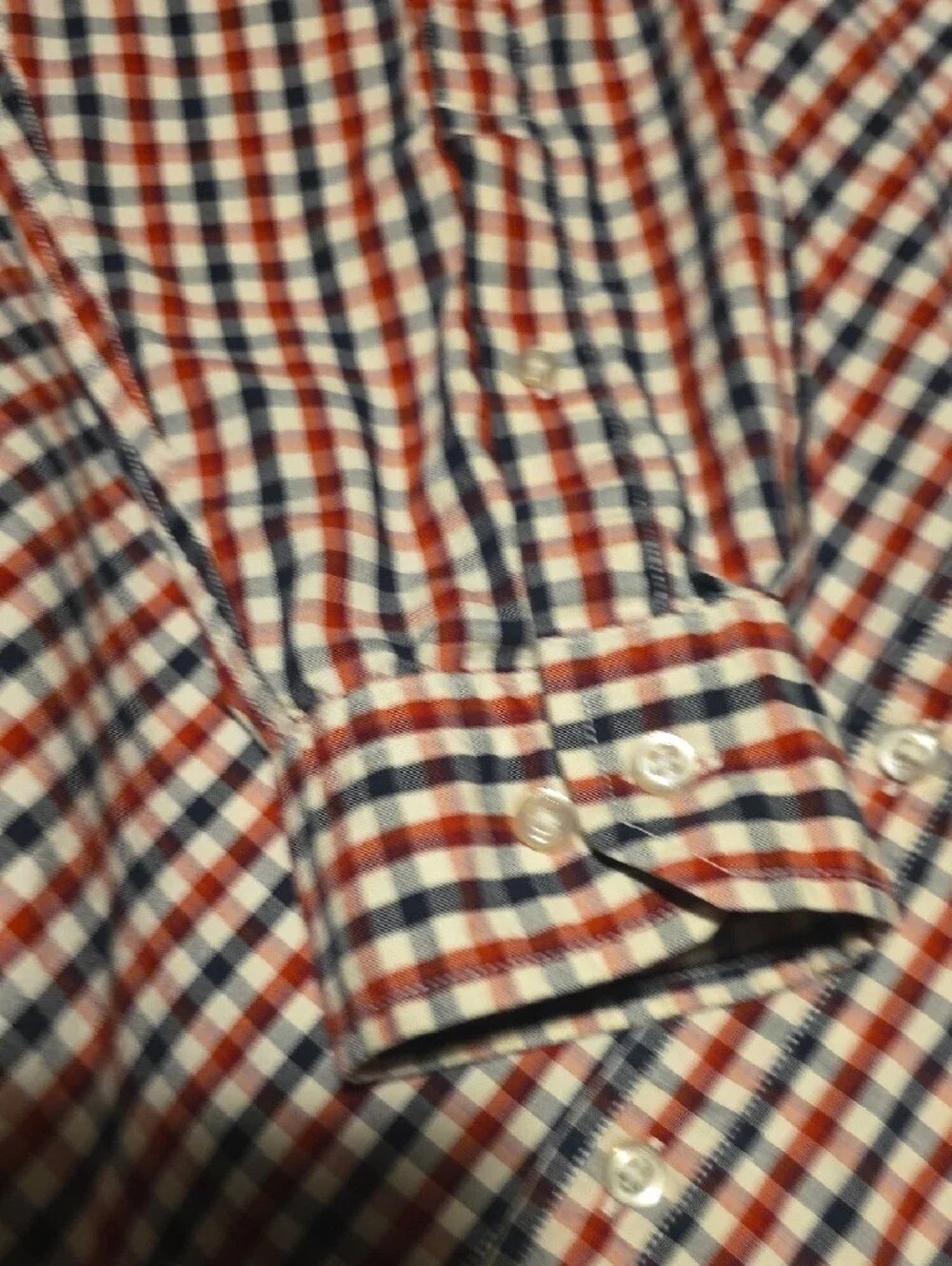 Banana Republic Men's Red, White & Blue Check Button-Down Shirt, Grant Fit, XL